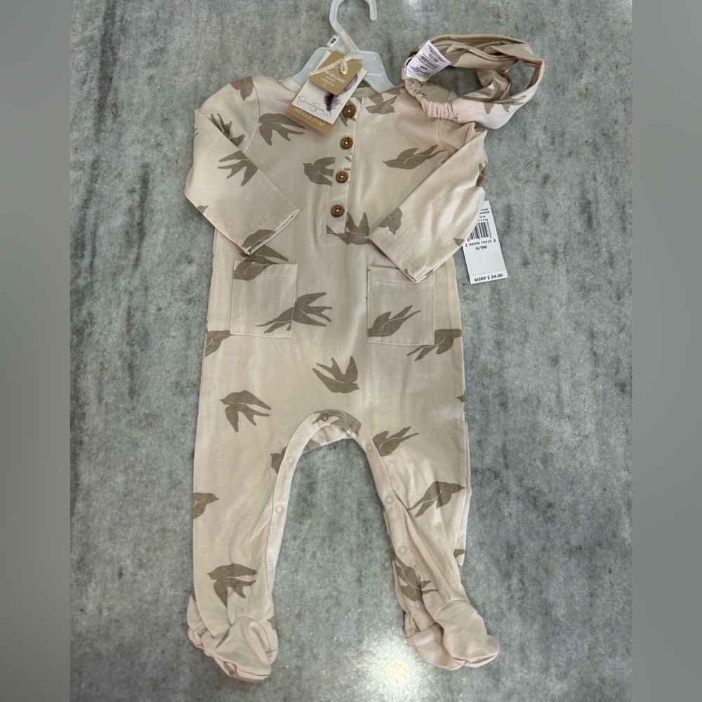 Jessica Simpson Footie 100% Organic Cotton Collection Size 6-9 M